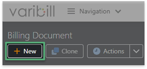 Billing document new button